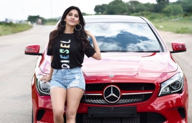 Nabha-Natesh-Stills-With-Her-New-Mercedes-Benz-Car-04