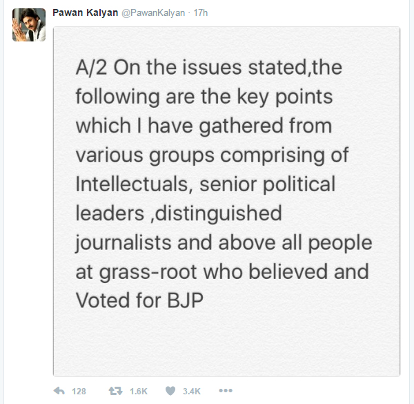 Pawan Kalyan Tweets On BJP