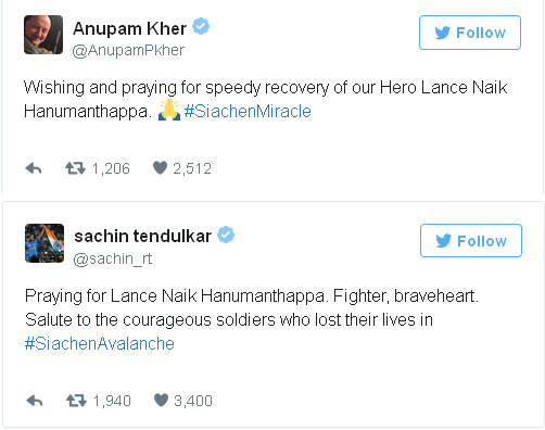 Tweets on Siachen Soldier