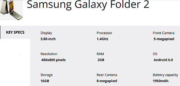 Samsung Galaxy Folder 2 Specifications