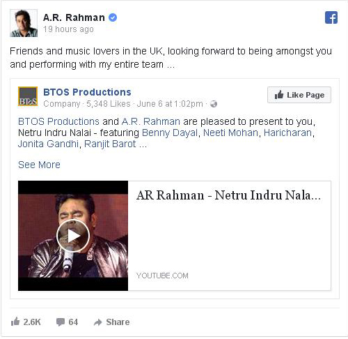 AR Rahman UK Musical Concert