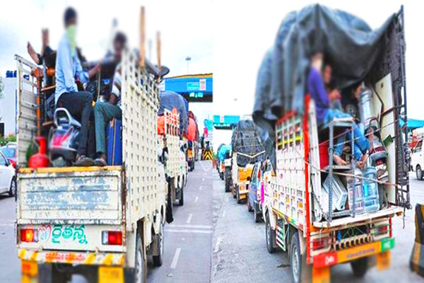 People to hometowns Hyderabad Vijayawada highway traffic