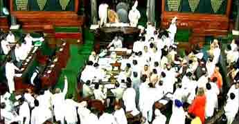 Congress MPs, TDP MPs, Dharna in Parliament, placards 