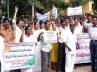 agitation, agitation, health assistants stage protest raise slogans against govt, Contract employees