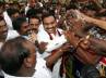 DMK, DMK, raja receives grand welcome, Chennai airport