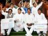 telangana turmoil, congress party telangana mps, t mp s strike again in parliament with pla cards, Telangana mps