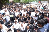 Telangana, protest, advocates protest for hyderabad high court bifurcation, Bifurcation of ap