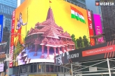 Ayodhya Temple Model display, New York's Times Square, new york s times square beamed up with ayodhya temple model, Ayodhya