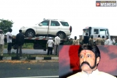 accident, accident, balakrishna escaped unhurt after car accident, Bangalore it
