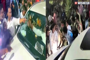 Night High Drama: Bandi Sanjay&#039;s Follower Car Attacked