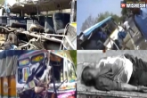 eight dead in Karimnagar, Karimnagar bus lorry clash, eight dead in bus lorry clash in karimnagar, Up bus accident