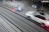 GHMC Employee, Hyderabad car accident, over speeding car hits ghmc employee in hyderabad, Ghmc