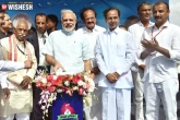 PM Modi, hindi speech, pm modi launches mission bhagiratha kcr gives speech in hindi, Medak district