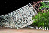 two killed for rains in Hyderabad, LB Stadium tower down, two dead after lb stadium tower collapses in hyderabad, Lb stadium