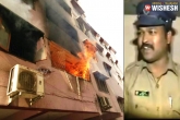 building fire, Police constable, hyderabad police constable saves 20 people from a building which caught fire, Appreciation
