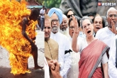 Sonia Gandhi special status, man burnt in tirupathi for special status, man burnt in fire for ap special status, Burnt