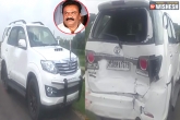 Road Mishap, Telangana State Animal Husbandry Minister, talasani srinivas yadav escapes unhurt in road mishap, Animal