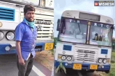 TSRTC bus driver, Siddipeta bus stand, viral video thief steals tsrtc bus along with passengers, Bus stop