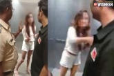 woman strips, woman strips, woman strips off in lift when cops wanted her to come to police station, Strip