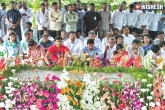 YS Jagan Mohan Reddy, YSR Ghat, tributes paid to ysr on 8th death anniversary, Tributes