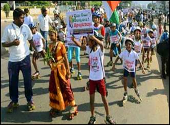 Rolling Rally by Children for Samaikya