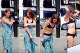 stripping girl, viral videos, viral girl strips off clothes on road, Clothes