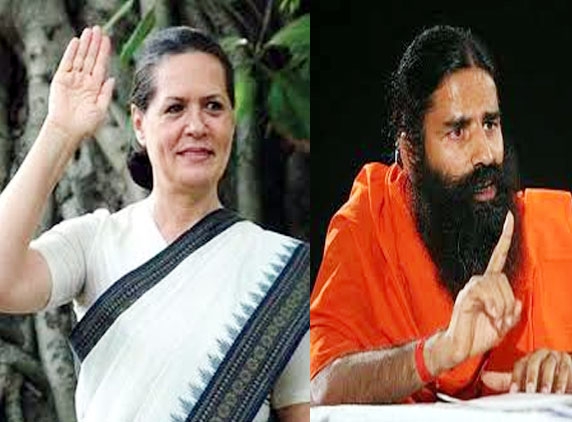 Sonia posters blackened, Ramdev activists arrested